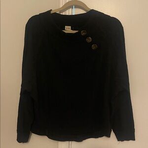 We The Free Black Sweatshirt with Button Details